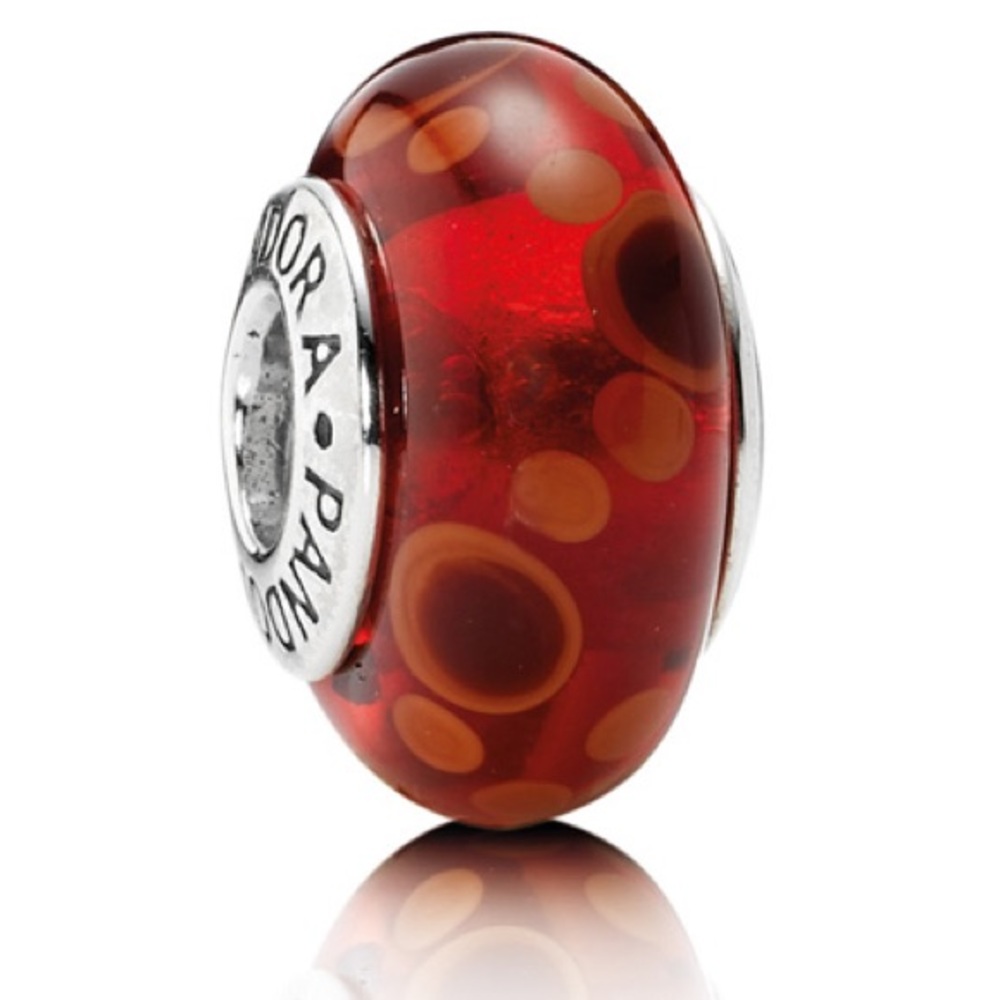 Retired Pandora Red Murano Glass Bubbles Charm